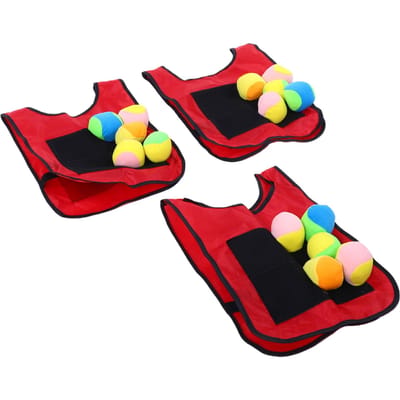 Plakkerig Bal Vest Set Multifunctioneel 5 Ballen Kinder Sport Trefbal Tikkertje Spel Vesten Set voor Buiten Rode Kleur Dubbel