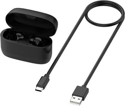 Oplaadkoffer - Vervangende oplader - Draadloze oordopjes - Krasbestendig materiaal - 64x39mm - Zwart