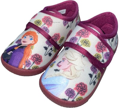 Frozen - Pantoffels kinderen voor meisjes - Anna en Elsa Sloffen kind met klittenbandsluiting - Schoenen van 2 tot 8 jaar - Maat 24 - Wit