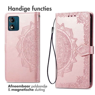 imoshion Hoesje - Geschikt voor Motorola Moto E13 - Mandala Bookcase - Rosé Goud