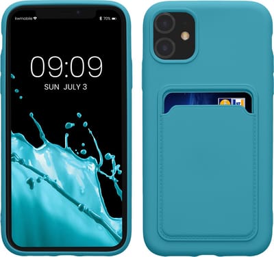 kwmobile telefoonhoesje geschikt voor Apple iPhone 11 - Hoesje met pasjeshouder - TPU case in mat lichtblauw