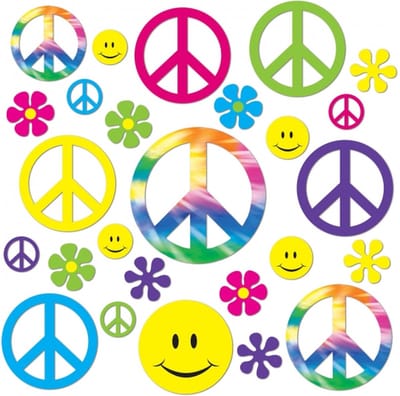 Sixties peace decoratie 42 delig
