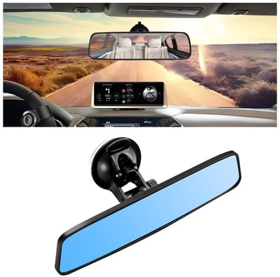 Dailygoods- Achteruitkijkspiegel 360° - Antislip Zuignap - Blinde Hoek Vermijden - Universeel - Glasvezel/Glas - 240 x 65 mm - Autospiegel