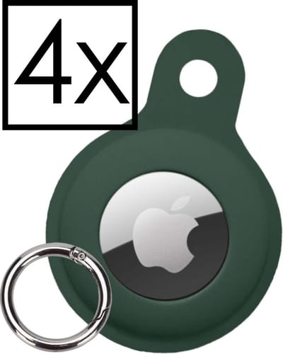 Hoesje Geschikt voor Apple AirTag-Sleutelhanger Houder Siliconen Hoes - Hoes Geschikt voor Apple AirTag Hoesje - Donkergroen - 4 PACK