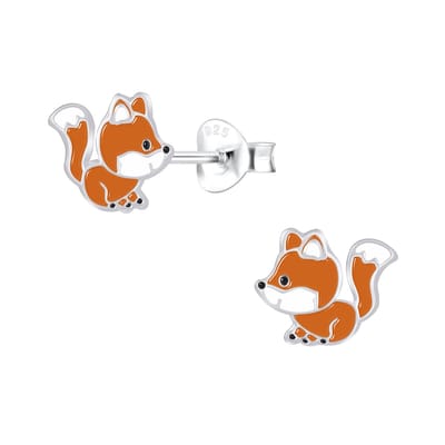 Zilveren vosje kinderoorbellen | vos oorknopjes Meisje Zilver | Zilverana | Sterling 925 Silver