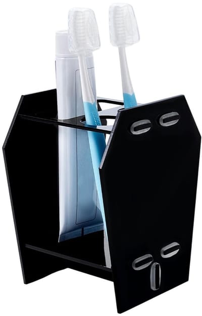 Cosensi- Tandenborstelhouder Zwart Acryl - 3 Slots - Badkamer Accessoires - Decoratieve Organizer - 120 mm Breed - 152,5 mm Hoog - Badkameraccessoire