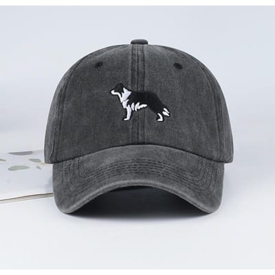 Mlfo Border Collie Geborduurde Gewassen Baseballpet – Lente/Zomer Modehoed, Unisex, Verstelbare Zonneklep, Casual Hoed black