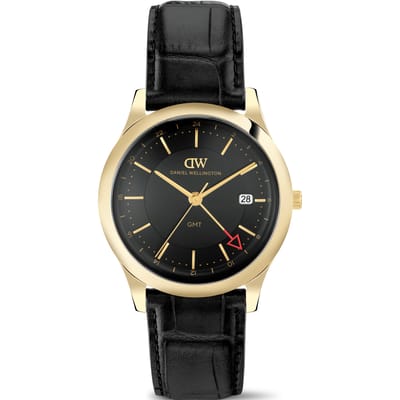 Daniel Wellington DW Watch Pathfinder GMT Black-Croc Black Gold 39mm