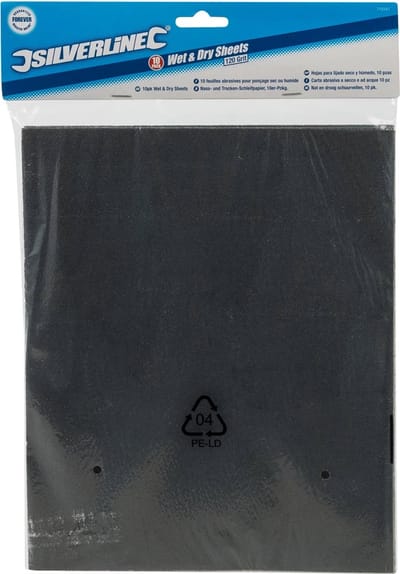 Silverline Nat en droog schuurpapier - waterproof - korrel 120 - 230 x 280 mm - 10 stuks