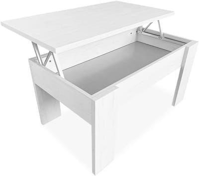 Verstelbare Salontafel - Eettafel - Werken en eten - Met opbergvak - 90x50 cm - Poolgrijs