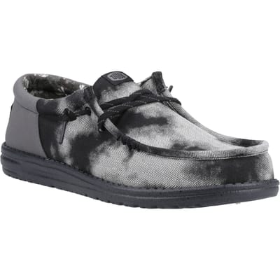HEYDUDE Wally Funk Overdye Katoenen Heren Zwart/Granietgrijs Moccassinschoenen