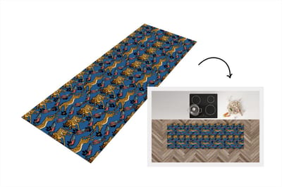 Keukenloper - Loper keuken - Patroon - Cheetah - Veren - 150x50 cm - Keukenloper vinyl