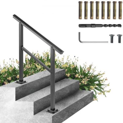 VEVOR Smeedijzeren Leuning 75 kg Armsteun Antislip Handgreep Stappen Zwart 3 ft Trap Leuning Windtrap Leuning Smeedijzeren Leuning Het is zeer geschikt voor gebruik in woongebouwen/tuinen en hotels