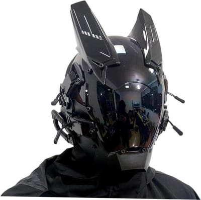 Cyber Helm - Futuristische Masker - Feest Accessoire - Met LED Licht - One Size - Rood