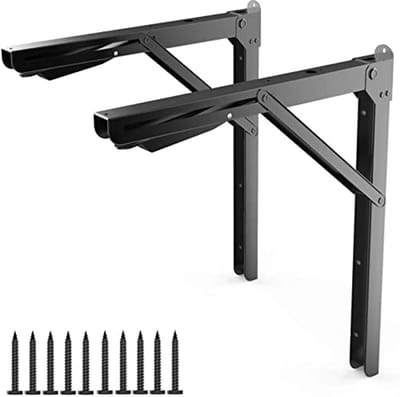 Opvouwbare 24 inch plankbeugels - zware roestvrijstalen wandmontage scharnieren voor planken - pack van 2