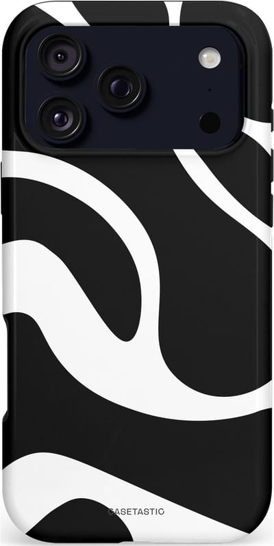 Casetastic hoesje geschikt voor Apple iPhone 17 Pro Max - MagSafe - Dubbellaagse bescherming - Zwart Wit Golven - Fashion Case - Zwart Wit