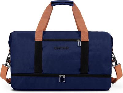 Grote waterdichte weekendtas voor mannen met schoenencompartiment, ideaal voor reizen, sport en zwemmen - 32.2L, 46x25x28CM, blauwe reistas