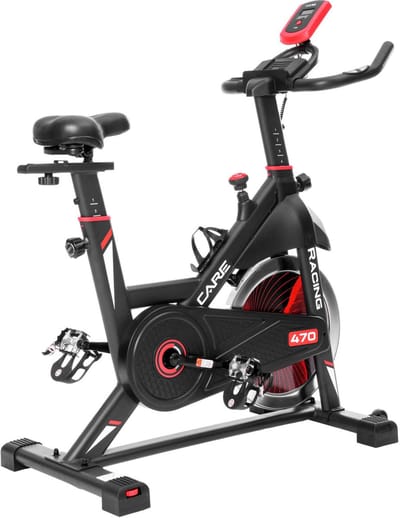CARE RACING 470 - Indoor cycling fiets - 12 kg vliegwielmassa - Micro magnetische weerstand - Voor thuisgebruik - Zwart