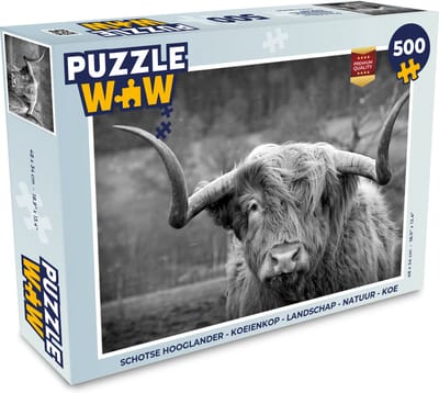 Puzzel Schotse Hooglander - Koeienkop - Landschap - Natuur - Koe - Legpuzzel - Puzzel 500 stukjes