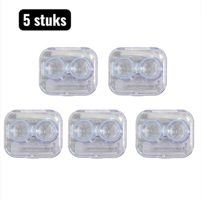 5 stuks - Lenzendoosjes - Opbergdoos - Creatief Contactlenzen Doosje - Transparant Mini Reis Etui - Multifunctionele brillenkoker - Blauw