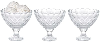 Excellent Houseware IJcoupes / dessert serveer schaaltjes op voet - set 3x stuks - glas - 200 ml - transparant