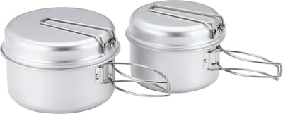 Compact Kookset - Outdoor Kookgerei - Kamperen en Backpacking - Ultralicht Titanium - 14.9 x 10.8 cm - Zilver