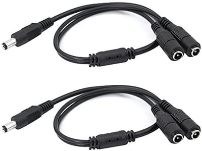 DC voedingsverlengkabel 5,5 mm x 2,1 mm - 1 mannelijke naar 2 vrouwelijke adapterkabel voor CCTV en DVR - 2 stuks
