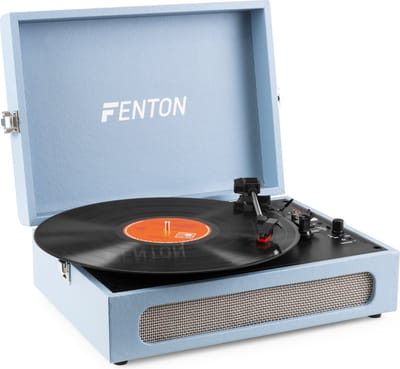 Retro Platenspeler Bluetooth in & out - Fenton RP118 - Model 2025 - Geschikt voor alle platen - Ingebouwde speakers - Blauw