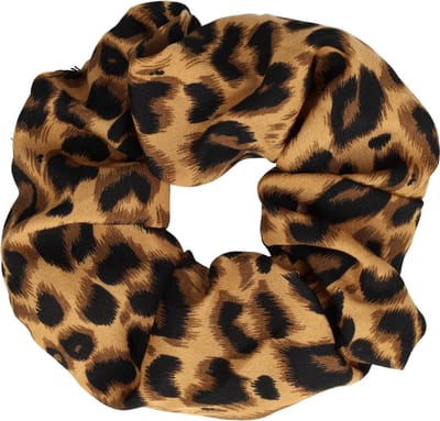Haarsoires Haarelastiek Scrunchie – Panterprint – Gladde Stof – Zwart Bruin - Haarkrinkel - Haar Elastiek met Stof - Zacht & Haarvriendelijk