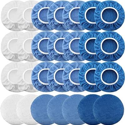 40 Stuks Microfiber Buffer Mutsen voor Auto Polijstmachine - Wasbare en Herbruikbare Pads