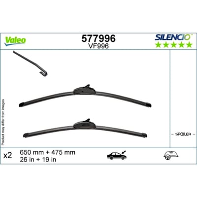 Wisserblad VALEO Silencio 577996, 650/475mm, Voor, 2 Stuk