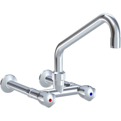 KWC Gastro two-handle wall-mounted sink mixer with longer wall connections and spout from above for the professional kitchen