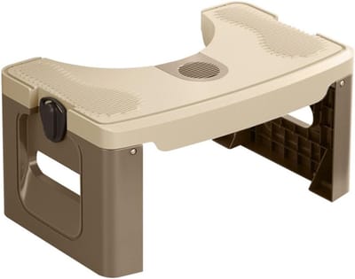 Draagbare Toiletkruk - Opvouwbaar Hulpmiddel - Badkamer Comfort - Antislip Ontwerp - 40 x 17 x 21 cm - Grijs Kaki