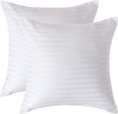 Homescapes Satijn Streep Katoen Kussensloop 40x40 cm – Set van 2 – Wit – 100% Egyptisch Katoen – Draaddichtheid 330