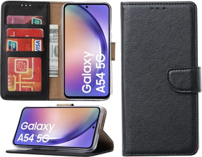 Samsung Galaxy A54 hoesje - Bookcase met pasjeshouder - Zwart