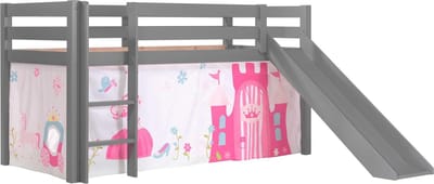 Vipack - Halfhoogslaper Astrid grijs met glijbaan - 90x200 - Grijs