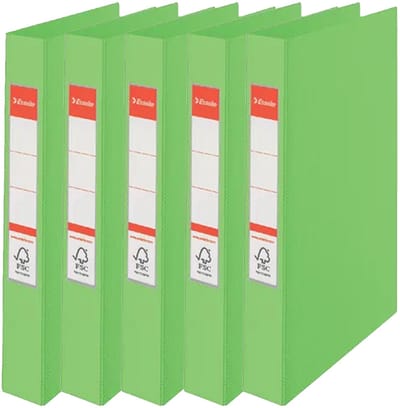 Esselte Ringband mappen/ordners - 5x - groen - A4 - opbergen - kantoorartikelen