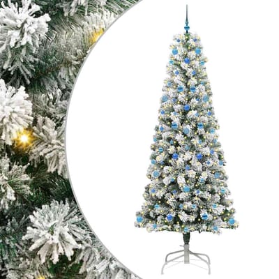 vidaXL - Kunstmatige - Hinged - Kerstboom - 300 - LED's - Groen - en - Wit - 240 - cm