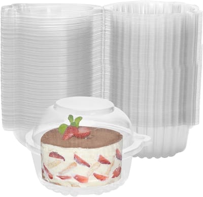 200 Stuks Heldere Plastic Cupcake Dozen, Individuele Muffin Verpakkingen, Transparante Moulds voor Taarten, Gebak en Salades