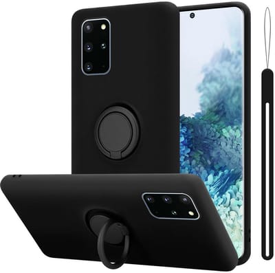 Cadorabo Hoesje geschikt voor Samsung Galaxy S20 PLUS in LIQUID ZWART - Beschermhoes van flexibel TPU silicone Case Cover met ring