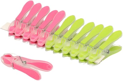 PlasticForte Wasknijpers - 48x - groen/roze - kunststof /metaal - 8 cm - was ophangen