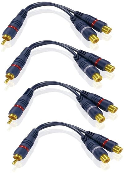 15 cm RCA mannelijke naar dubbele RCA vrouwelijke audiokabels - 4 stuks