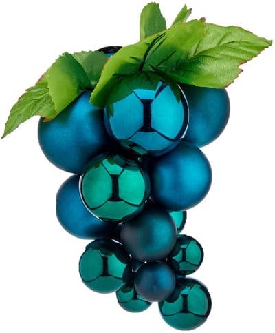 Krist+ Kerstornament druiventros - blauw - 20 cm - kunststof - kersthanger fruit - wijn thema - decoratie druiven