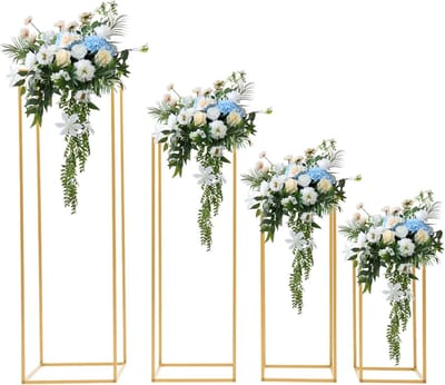 Gouden Bloemenzuil Metaal - Vloerstandaard Vaas - Bruiloftsdecoratie - Moderne Stijl - Tot 100 cm Hoog - Goud