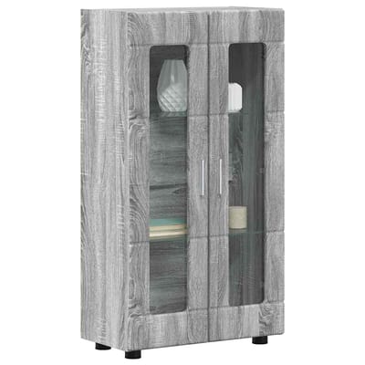 vidaXL - Dressoir - FLORIN - 55,5 - x - 29 - x - 100 - cm - Grijs - Sonoma - Bewerkt - hout