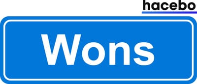 Hacebo - Plaatsnaam Sticker - 29x10 CM - Wons sticker - Verkeersborden sticker - grappige cadeaus - Wons