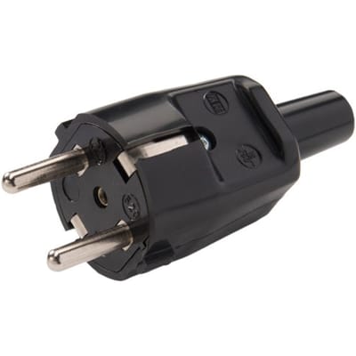 Pvc Type F Stroomstekker Met Trekontlasting 250V 16A Zwart - 520/SW [5 Stuks]