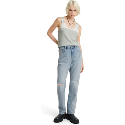 G-Star Viktoria High Straight Sun Faded Ripped Mirage Blue Taglia: W24L30 | Jeans straight fit Outlet | Donna | Blu