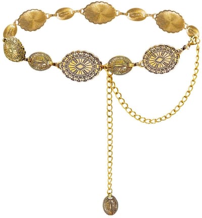 Dailygoods- Damesriem Verstelbaar - Turquoise Tailleketting - Damesriem van Metaal - Western/Retro Stijl - Veiligheidskarabijnsluiting - Duurzaam Ontwerp