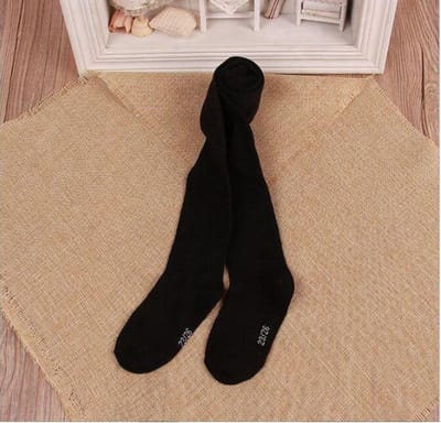 Herfst Panty Zwart Maat L -Katoenen Meisje Panty - Heerlijk Warme Gebreide Zachte Panty - Meisjes Kleding